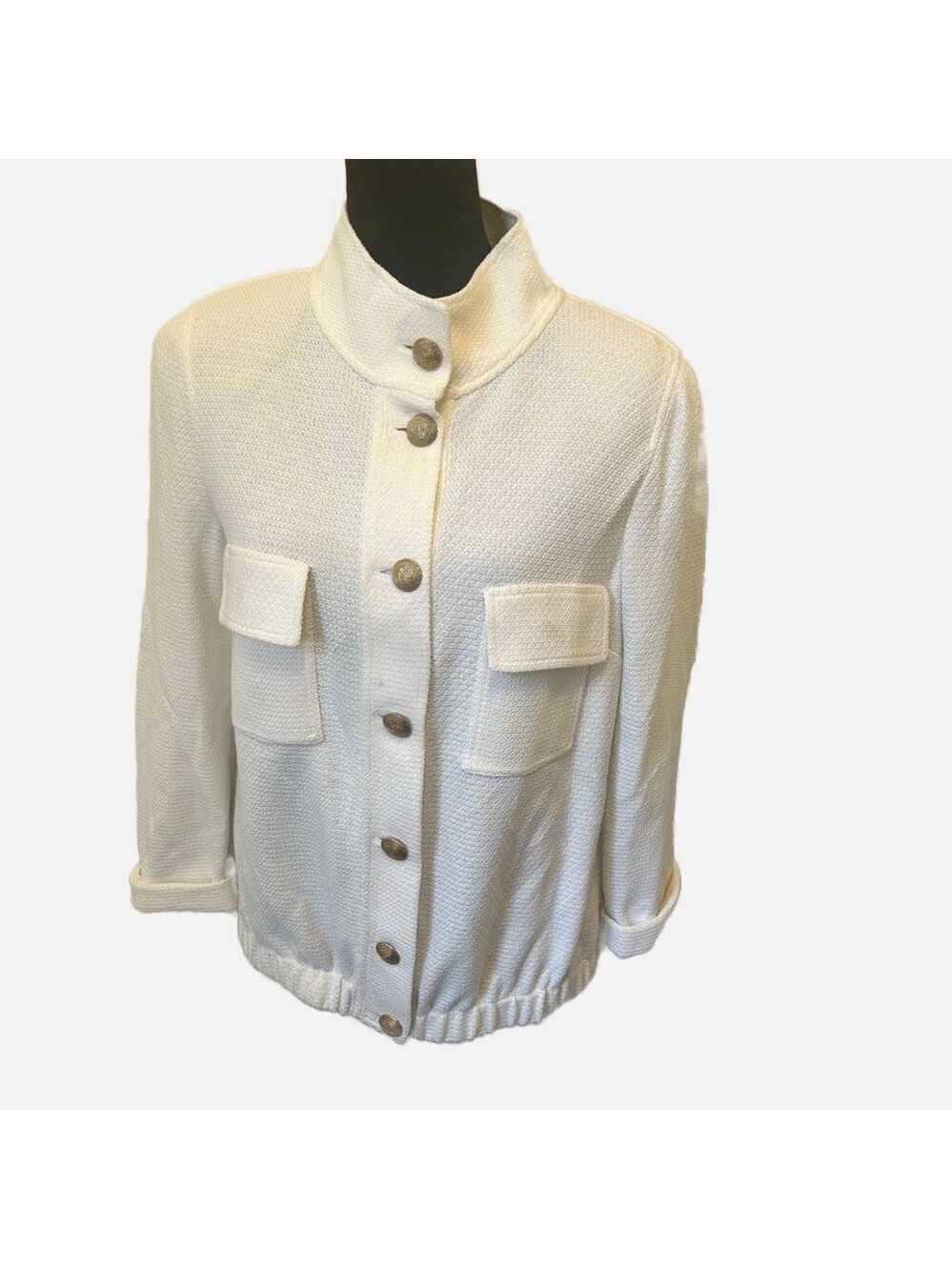 NEW St John Women’s Santana Knit Blazer Jacket High Collar Quiet Luxury Office